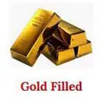 Photo of gold bars with the words 'gold filled' written in red