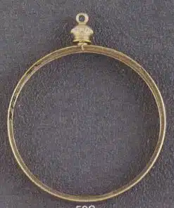 Image of a small silver-colored lobster clasp with an open loop, used for fastening necklaces and bracelets.