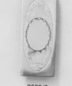 Image of a small silver-colored circular jewelry finding with an intricate cut-out design, used as a decorative element in jewelry making.